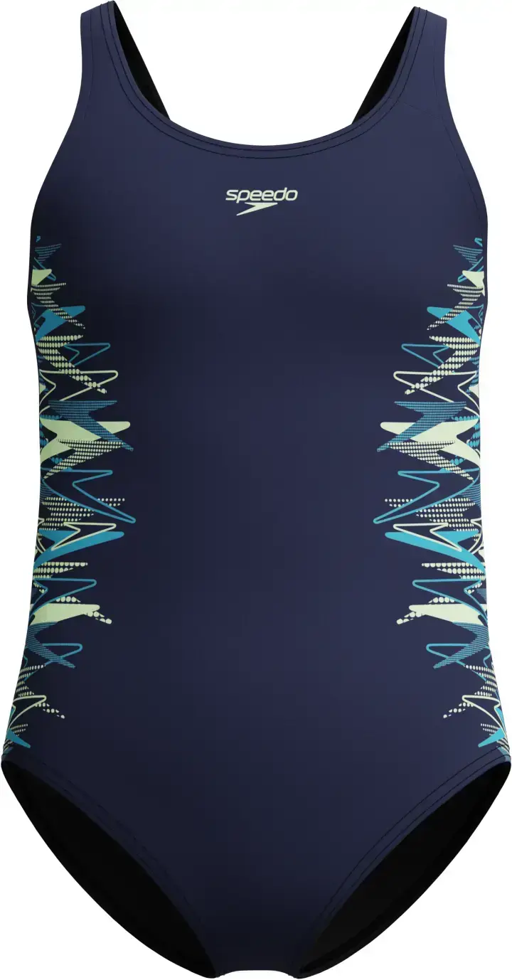 Dívčí plavky Speedo Girls Placement Muscleback Swimsuit - peacoat/pale clover 116