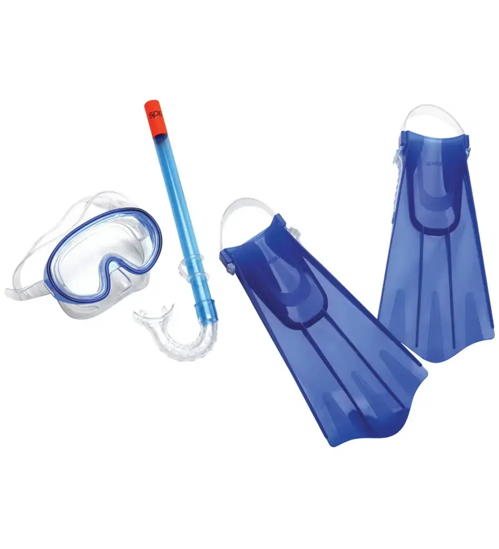 Dětský šnorchlovací set Speedo Kids Aqua Quest Mask Snorkel Fin Set - blue oceans L-XL