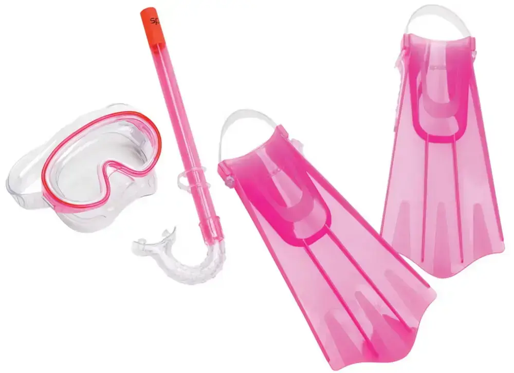 Dětský šnorchlovací set Speedo Kids Aqua Quest Mask Snorkel Fin Set - pink frost L-XL