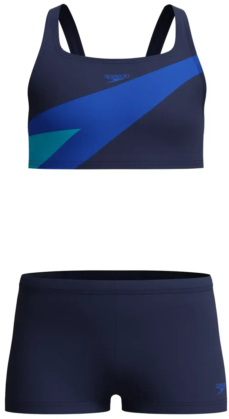 Dívčí plavky Speedo Girls Hyperboom Butterfly Back Bikini Set - peacoat/deep sapphire 128