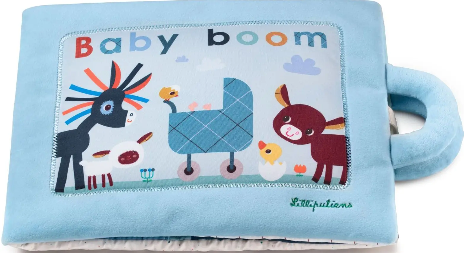 Dětská textilní didaktická knížka Lilliputiens - Baby Boom uni