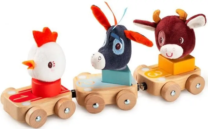 Set 3 dřevěných autíček Lilliputiens - Farma uni