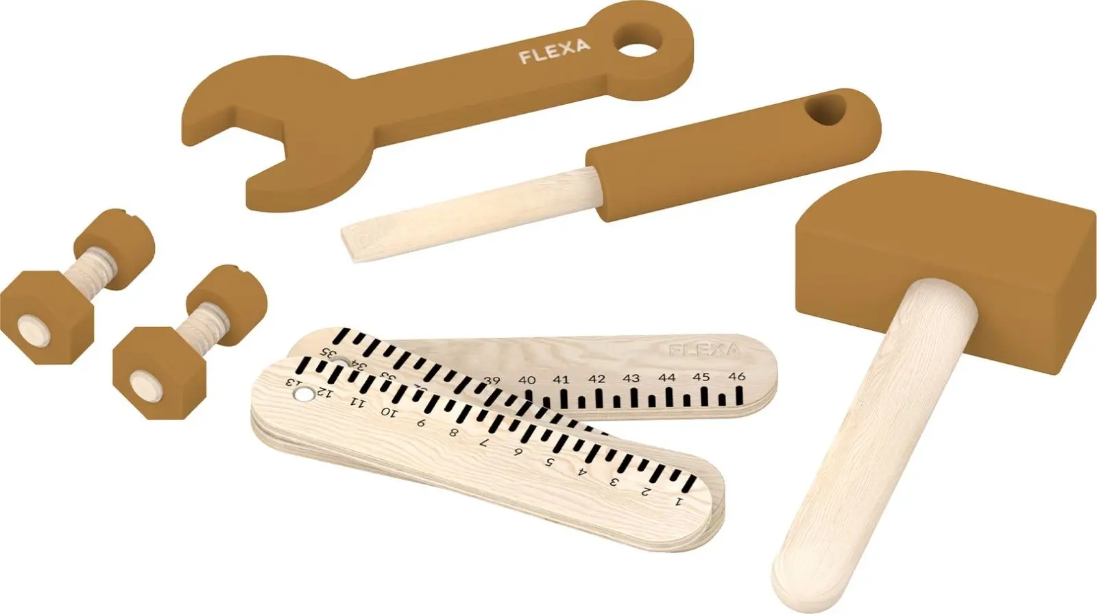 Dřevěné nářadí k dětskému ponku Flexa Play - hořčicové uni