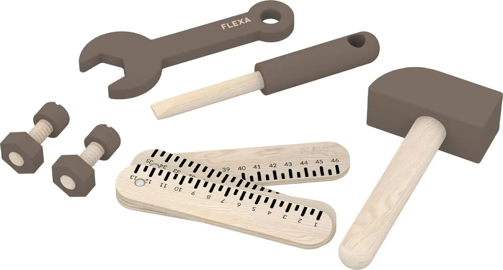 Dřevěné nářadí k dětskému ponku Flexa Play - hnědé