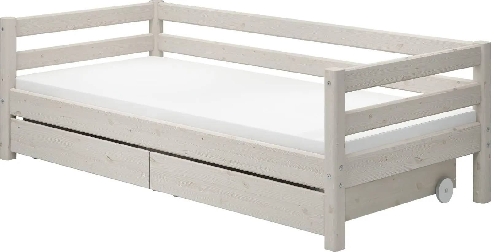 Jednolůžko Flexa - Classic s dvěma zásuvkami (borovice bělená)