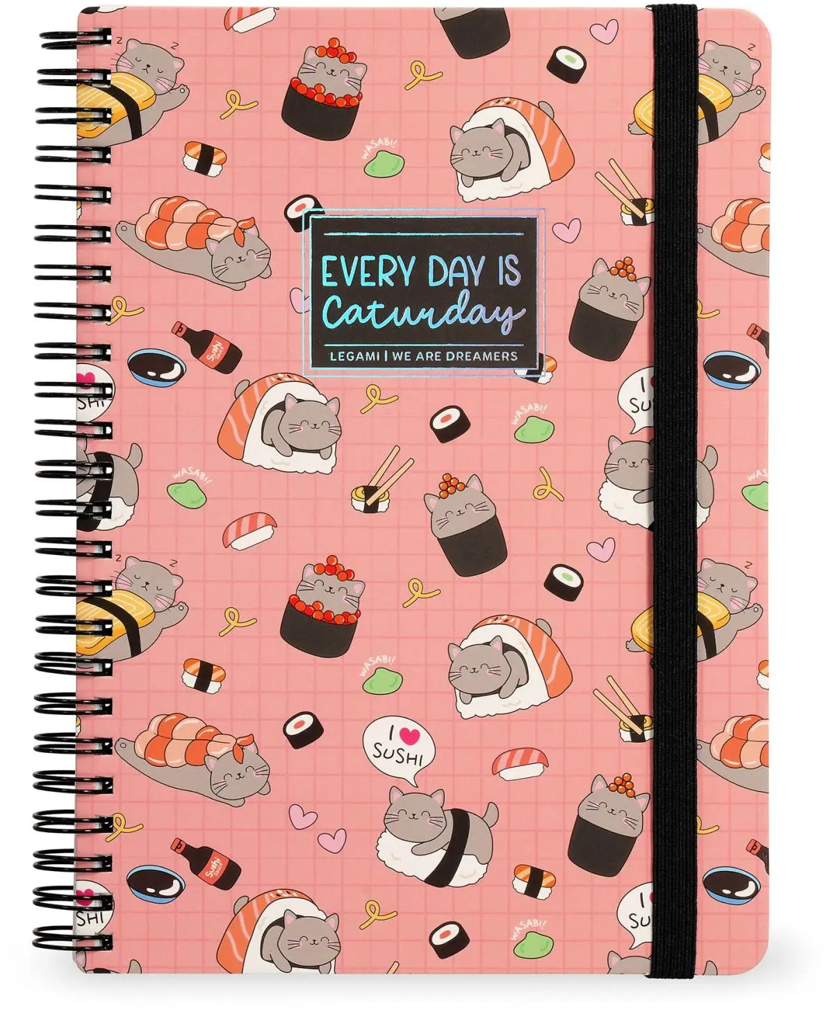 Zápisník Legami Lined Spiral- Bound Notepad - Spiral Notebook - Maxi - Sushi Cat