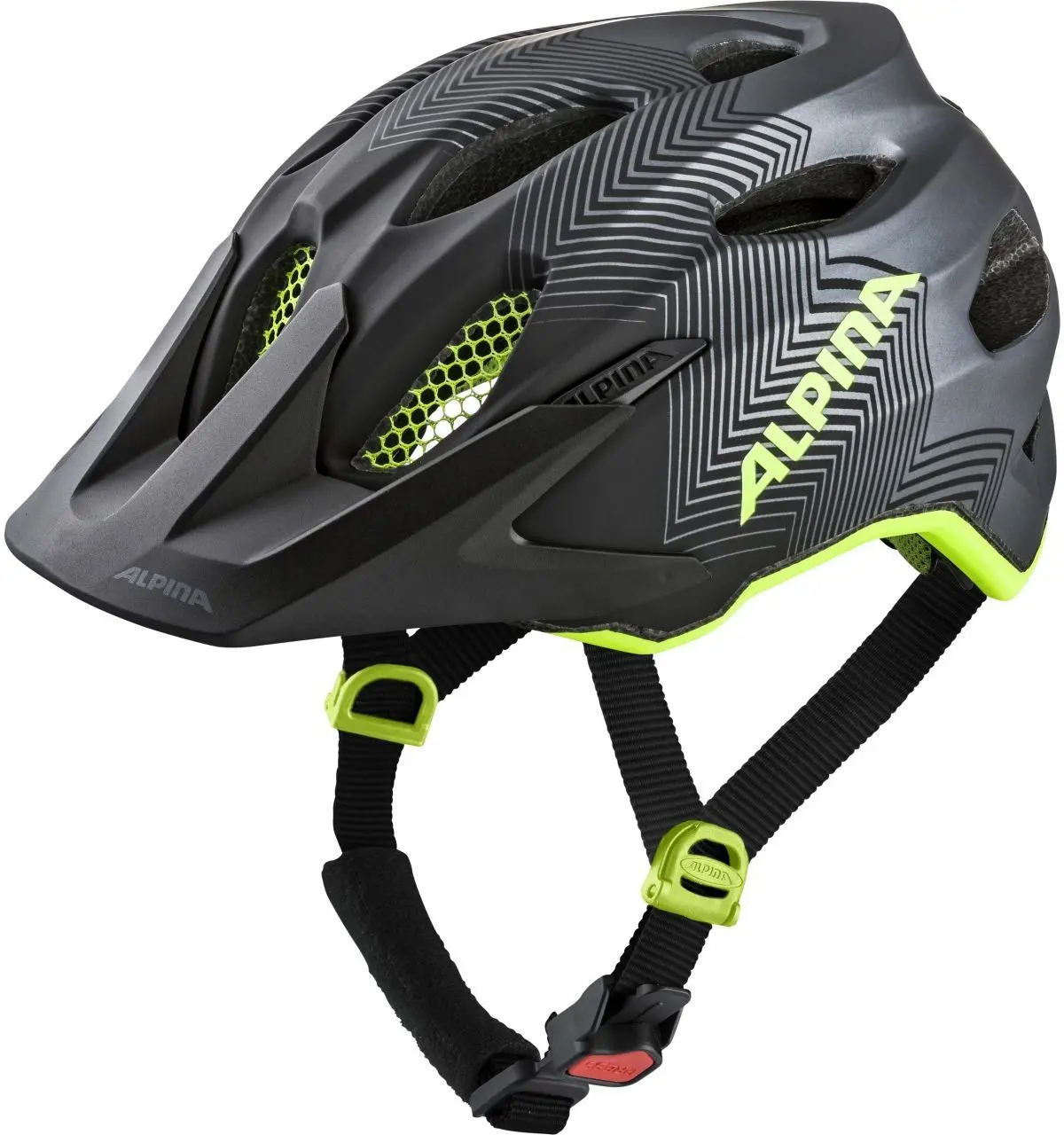 Dětská cyklistická helma Alpina Carapax Jr. - black-neon-yellow matt 51-56