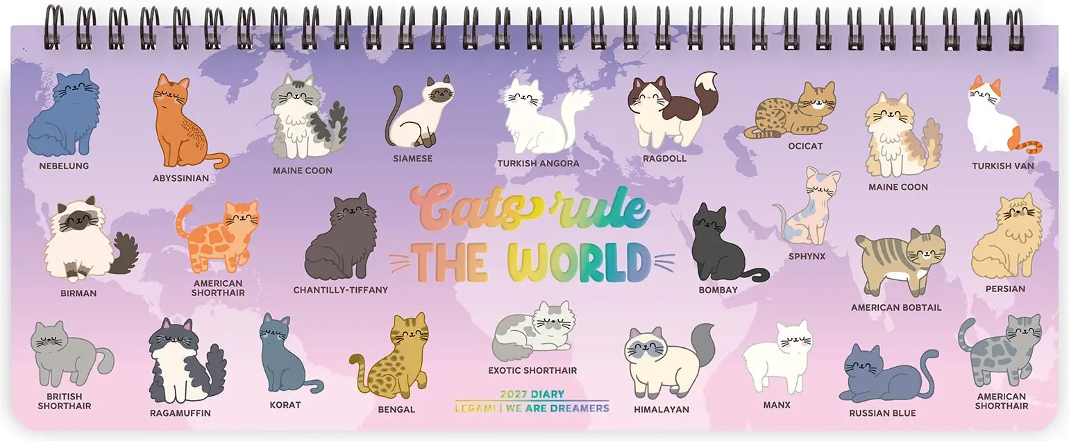 Týdenní plánovač Legami 12-Month Diary 2027 - Kitty - World - Desk Planner - Weekly uni