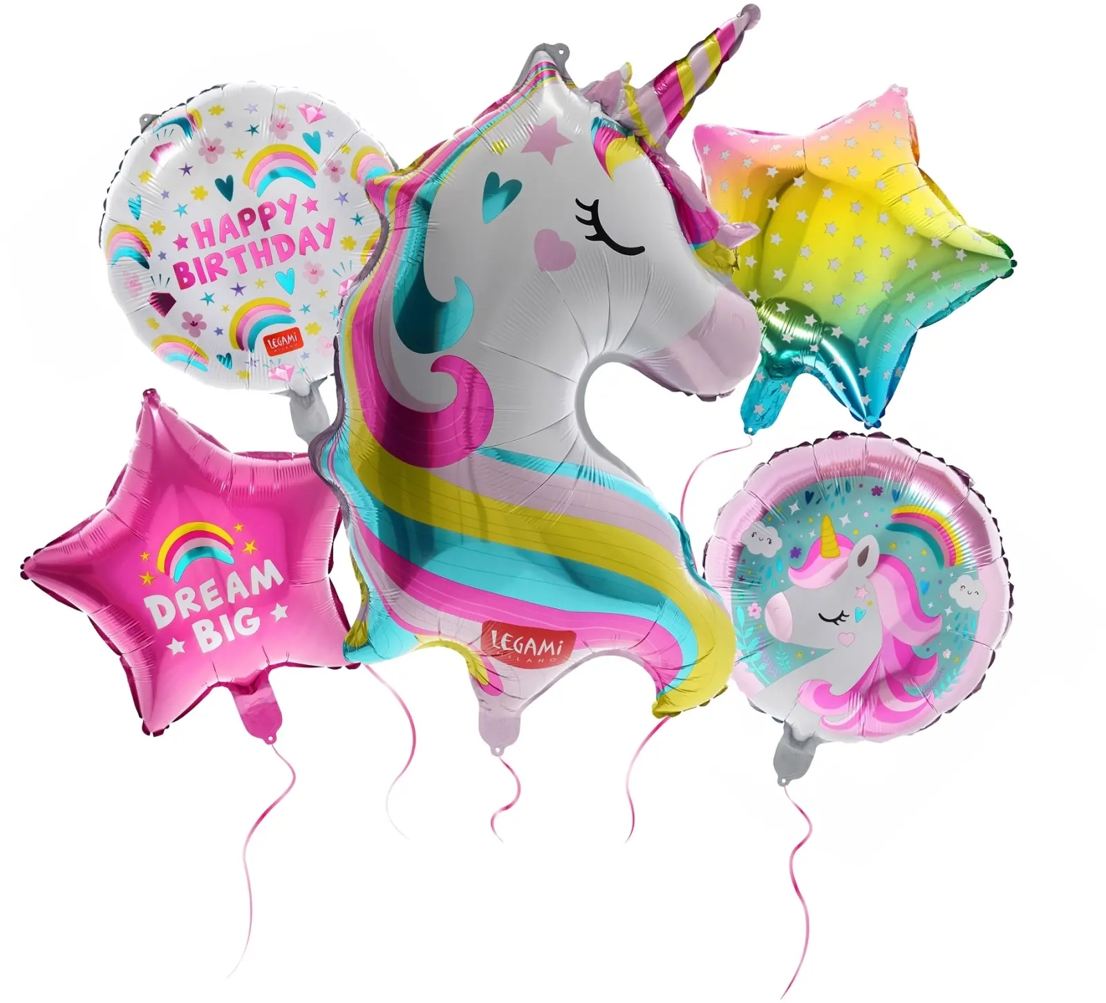 Set nafukovacích balónků Legami Let'S Party! - 5 Birthday Party Balloons - Unicorn uni