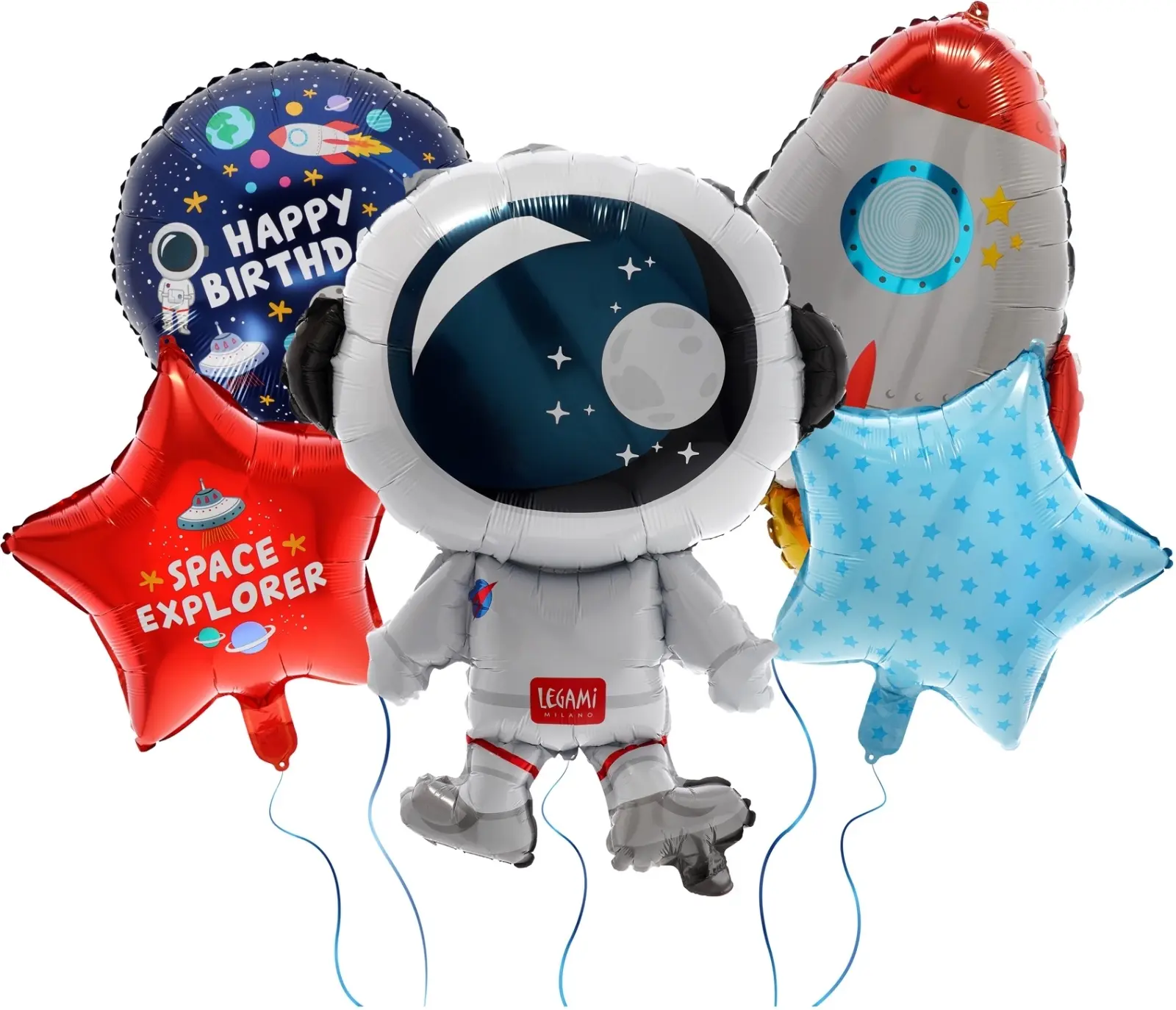 Set nafukovacích balónků Legami Let'S Party! - 5 Birthday Party Balloons - Space uni