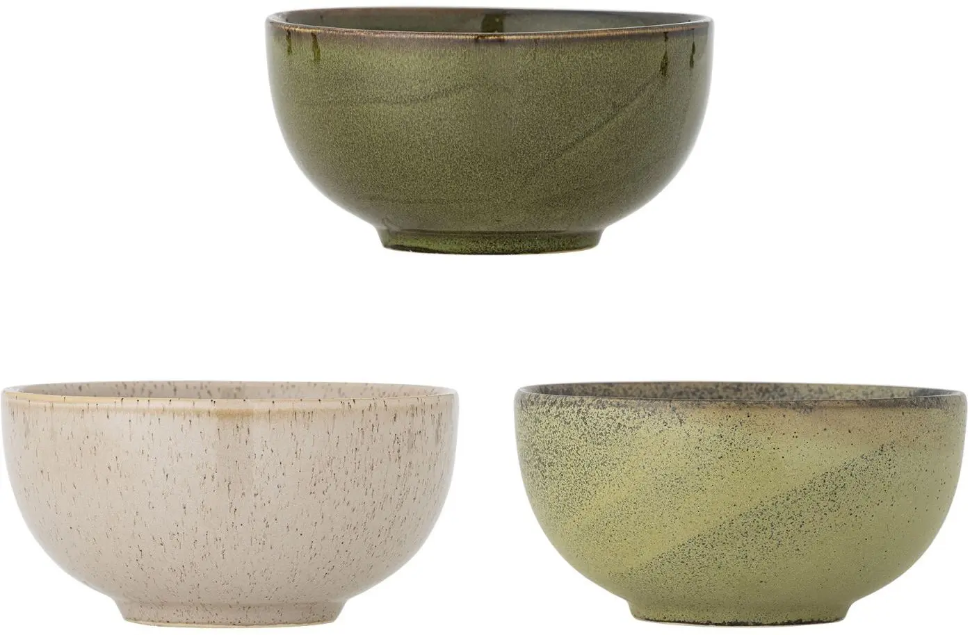 Set tří kameninových misek Bloomingville Addison Green uni
