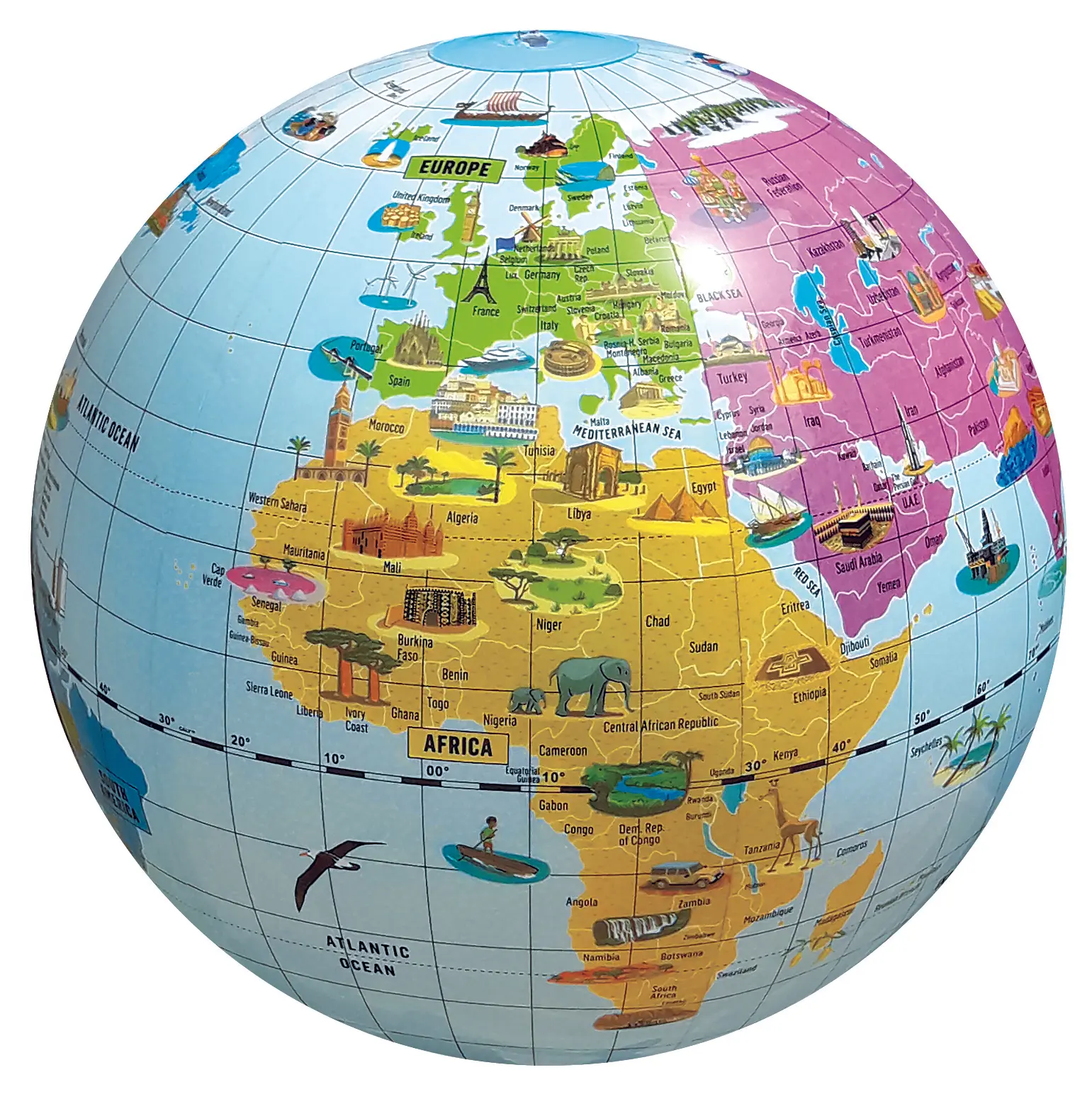 Nafukovací globus Caly MAXI glossy - Marvels of the world 42 cm uni