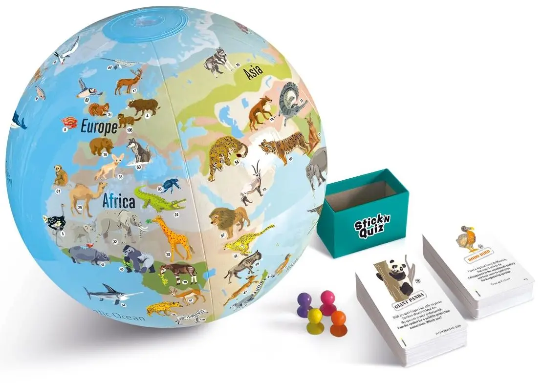 Dětská hra Caly Animal Stick N Quiz - Nafukovací globus 30 cm s kvízem uni