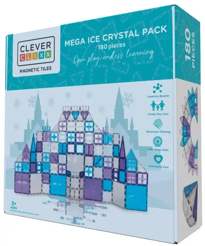 Magnetická stavebnice Cleverclixx - Mega Ice Crystal Pack 180 dílků