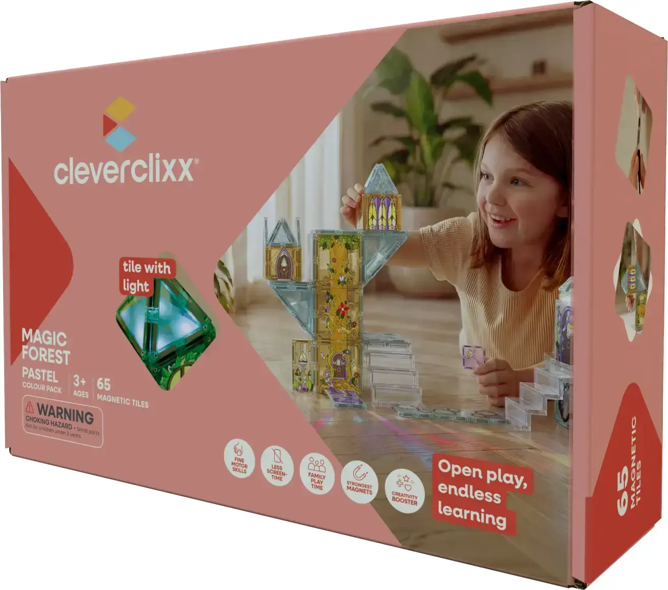 Magnetická stavebnice Cleverclixx - Magic Forest Pack Pastel - 65 ks uni