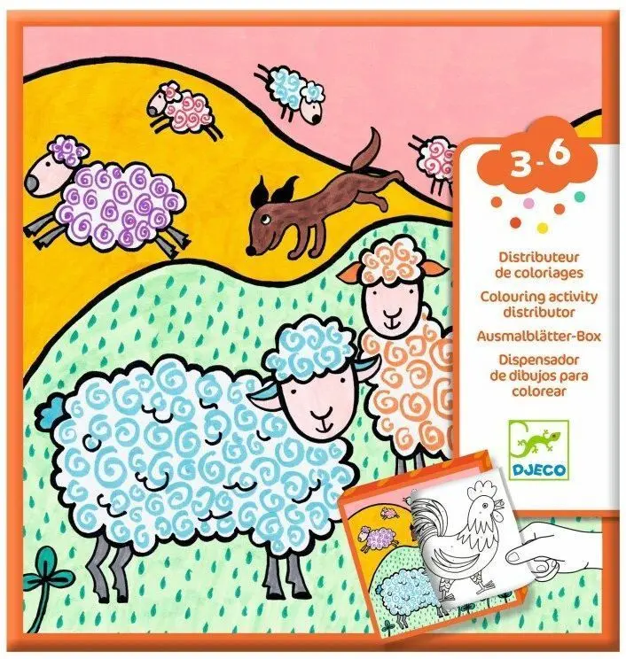 DJECO Zábavná krabička s omalovánkami a hrami - Farma