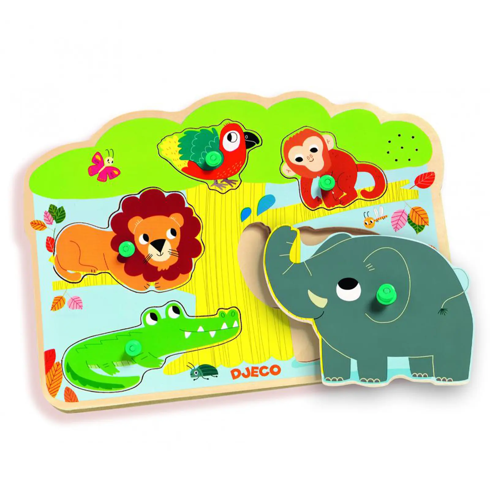 Vkládací puzzle Djeco se zvukem - Exotická zvířátka uni