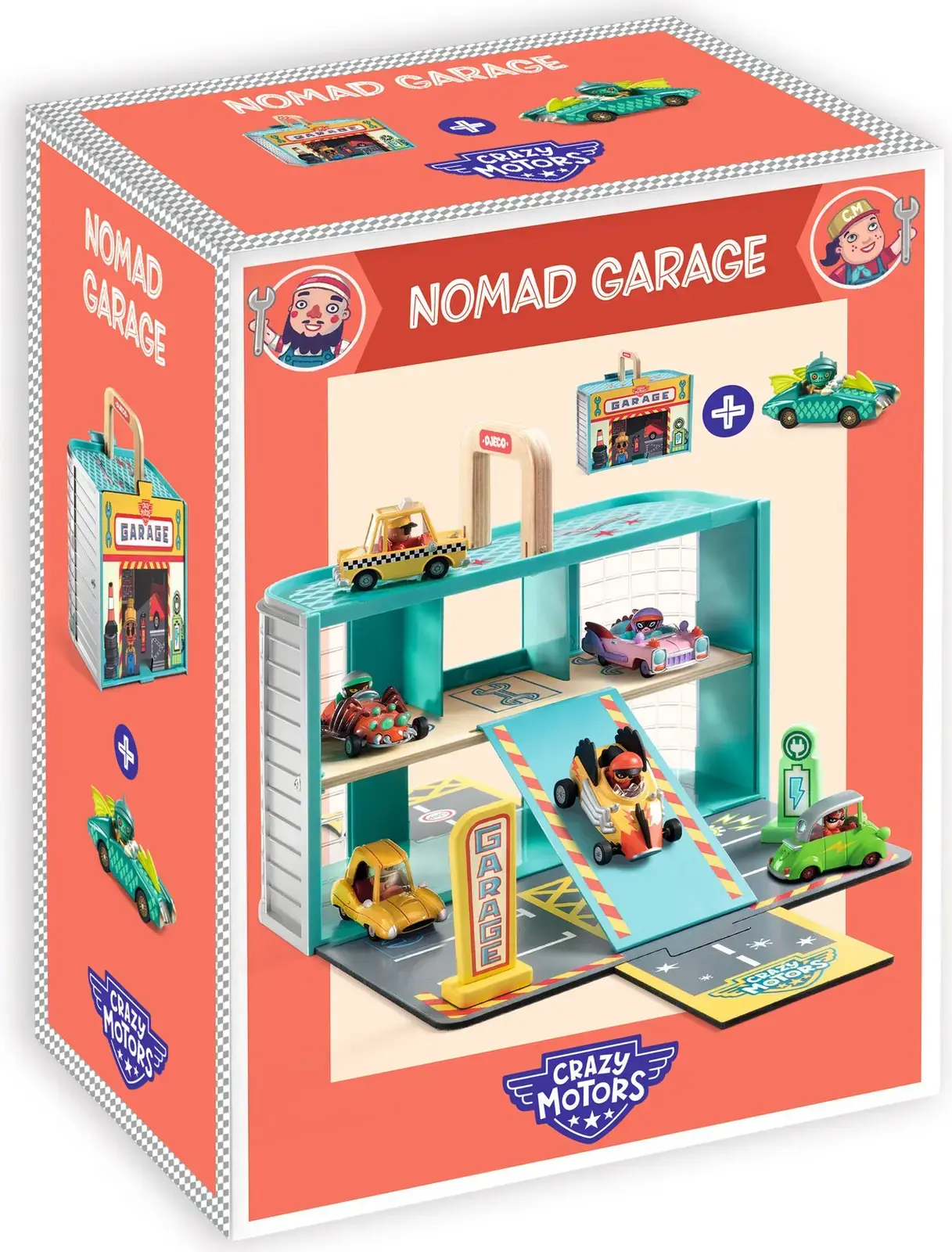 Přenosná garáž Djeco Nomad - Crazy Motors uni