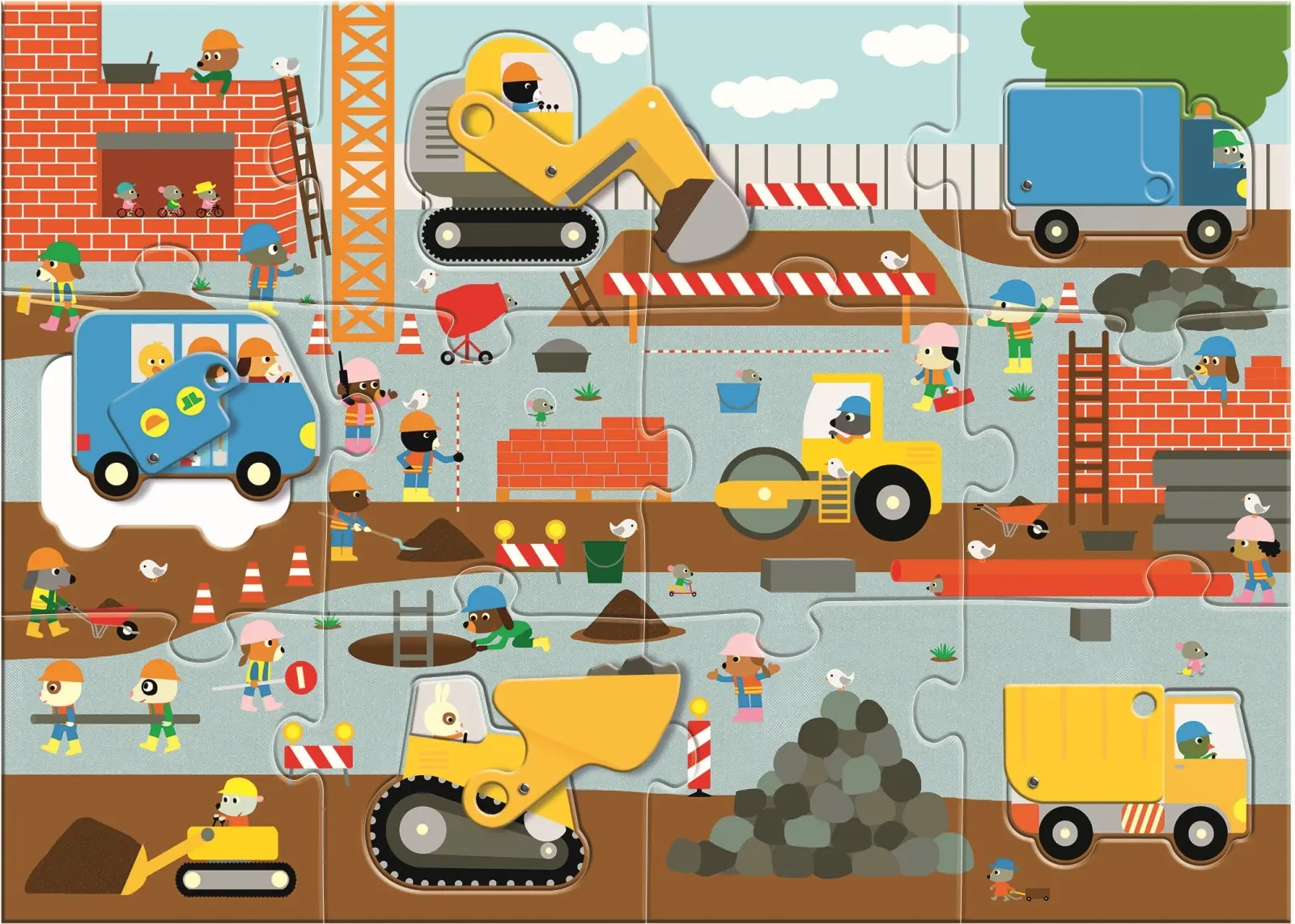 Puzzle Djeco - Stavba Construction 12 + 5 pcs uni