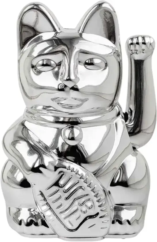 Maneki Neko Donkey Lucky Cat Mini Shiny - Silver uni