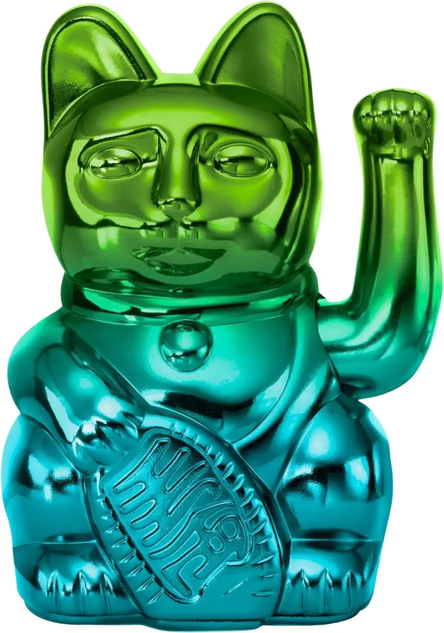Maneki Neko Donkey Lucky Cat Player Three - Shiny Green/Blue uni