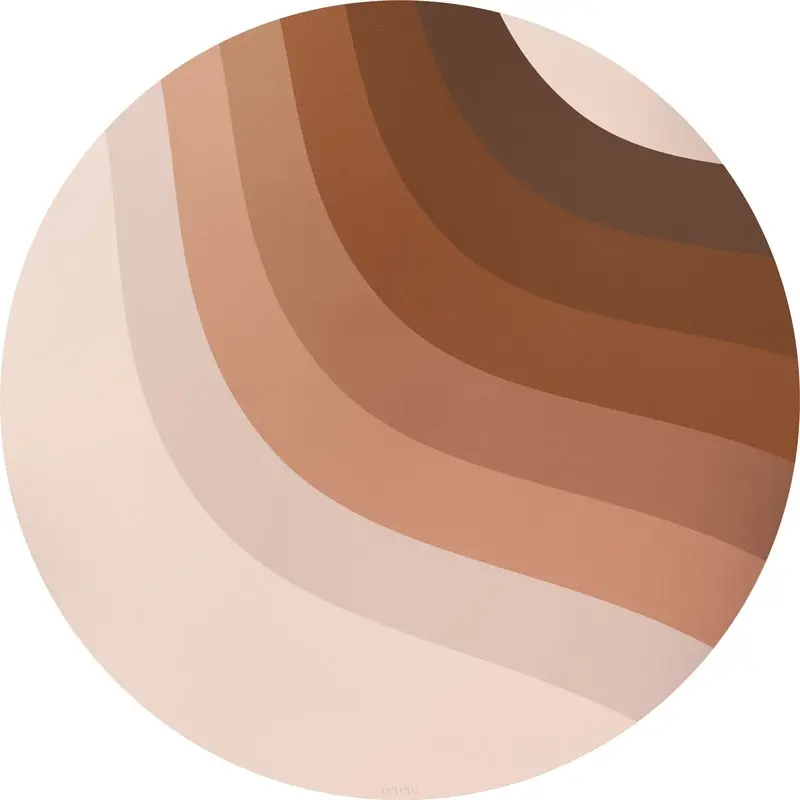 Kulatá vinylová podložka Eeveve 110 cm – Retro Lines Brown