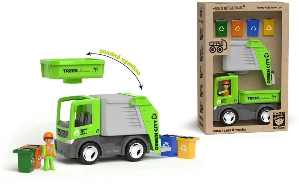 ECO MultiGO City  set Igráček - Popelářský vůz a valník s popelnicemi uni