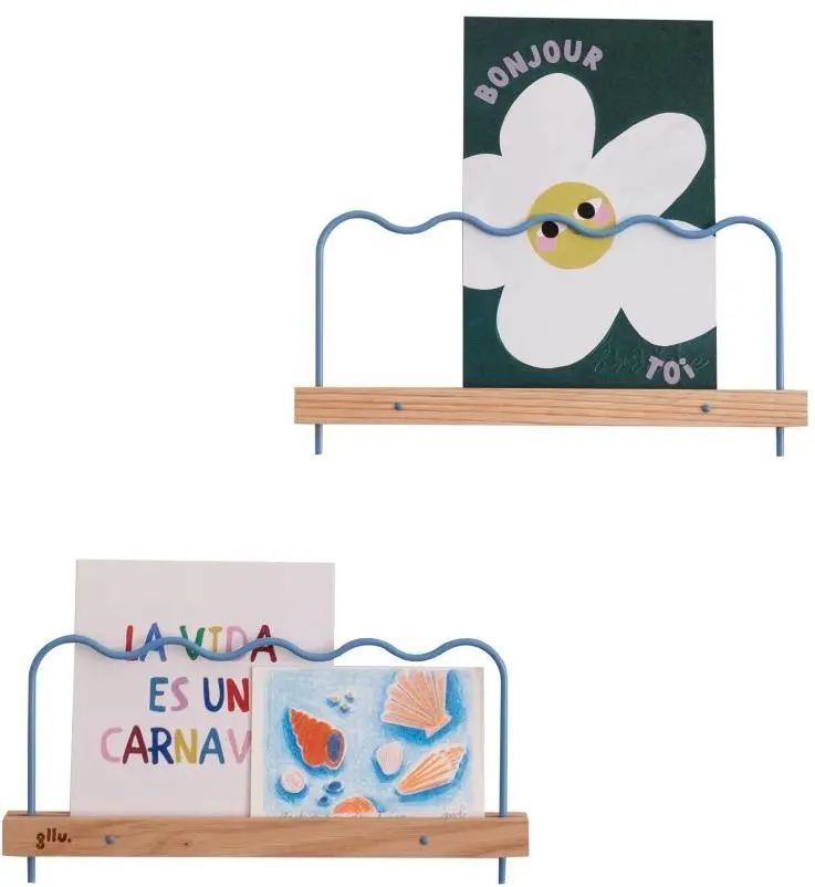 Poličky na fotky Gllu. Super-Poses 20 cm - modré vlnky 2 ks uni
