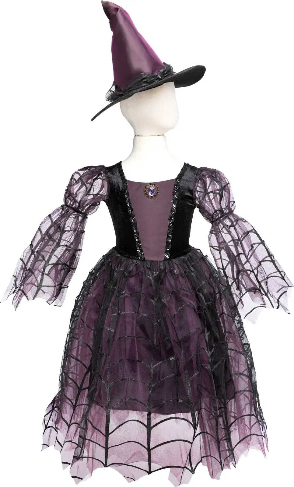 Amethyst pavoučí čarodějnice s kloboukem Great Pretenders 104-116 EU / 4-6 let / US 5-6 uni