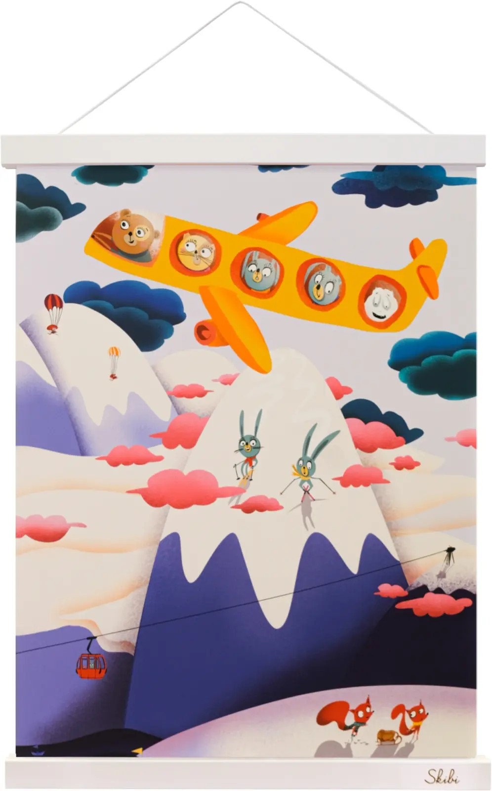 Art print plakát Skibi A3 - Skibi Airlines - bílá lišta uni
