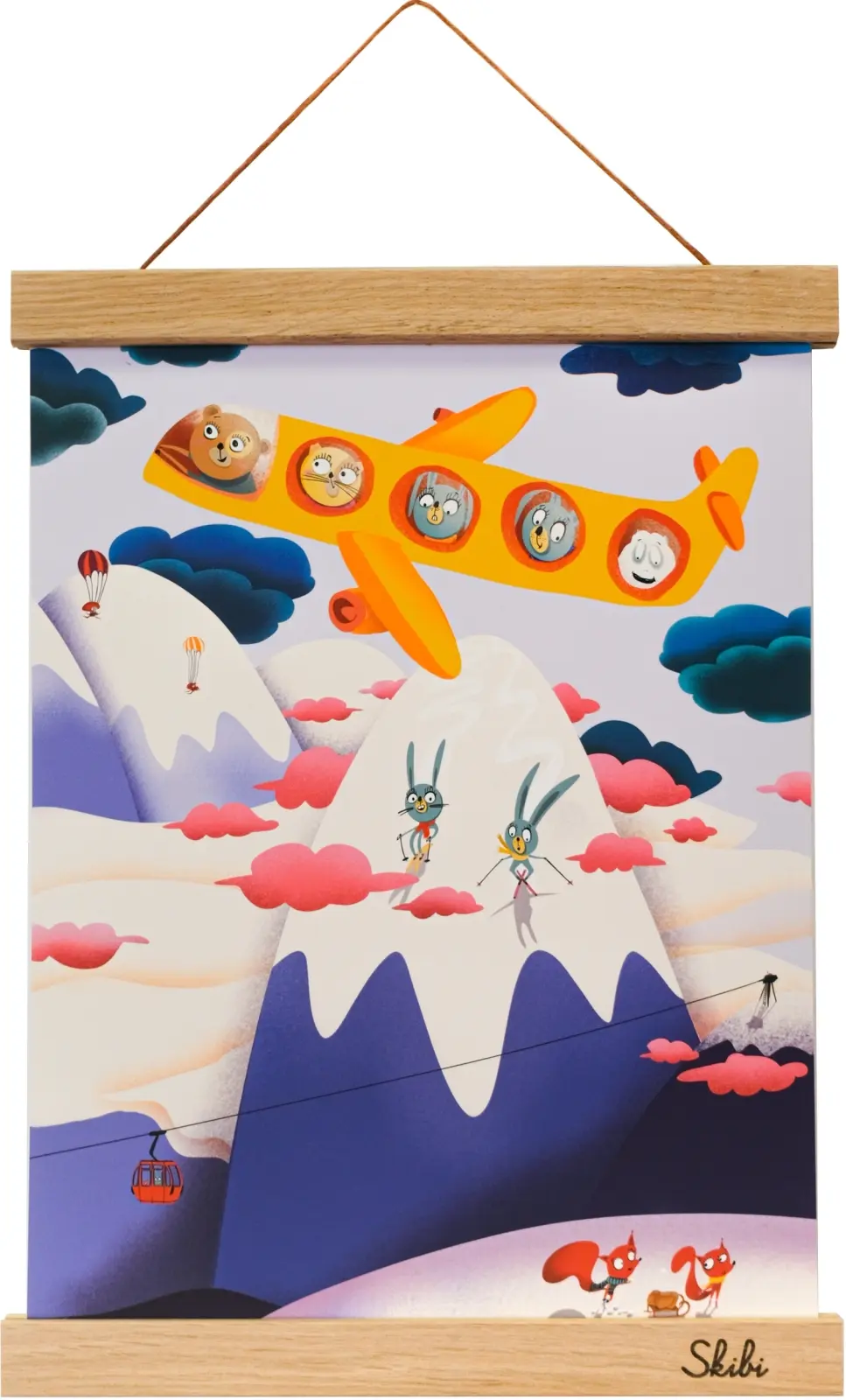 Art print plakát Skibi A4 - Skibi Airlines - dubová lišta uni