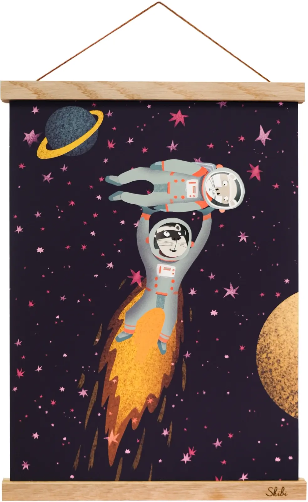 Art print plakát Skibi A3 - Fretky z Marsu - dubová lišta uni