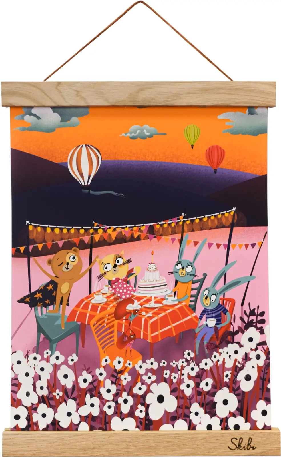 Art print plakát Skibi A4 - Medvědova oslava - dubová lišta uni