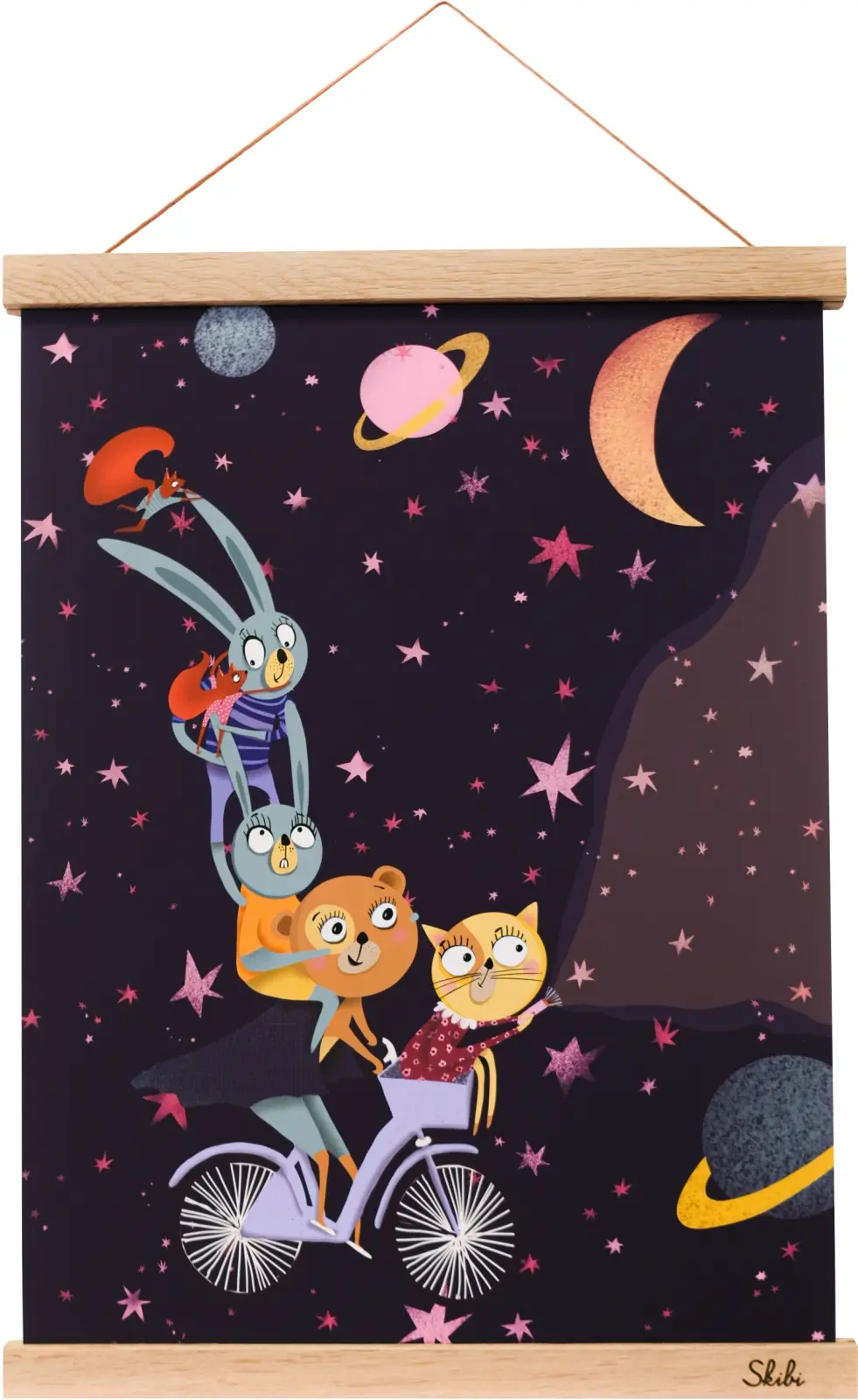 Art print plakát Skibi A3 - Skibi láme rekordy - dubová lišta uni