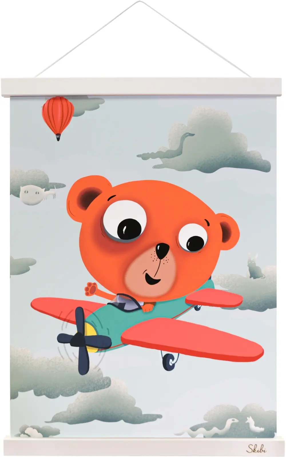 Art print plakát Skibi A3 - Skibi pilotem - bílá lišta uni