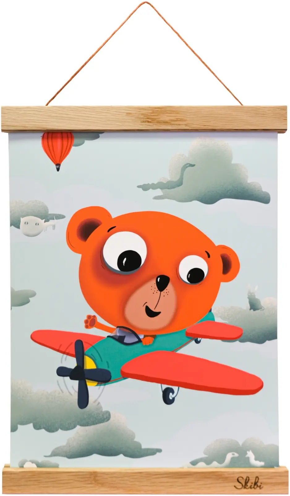 Art print plakát Skibi A4 - Skibi pilotem - dubová lišta uni