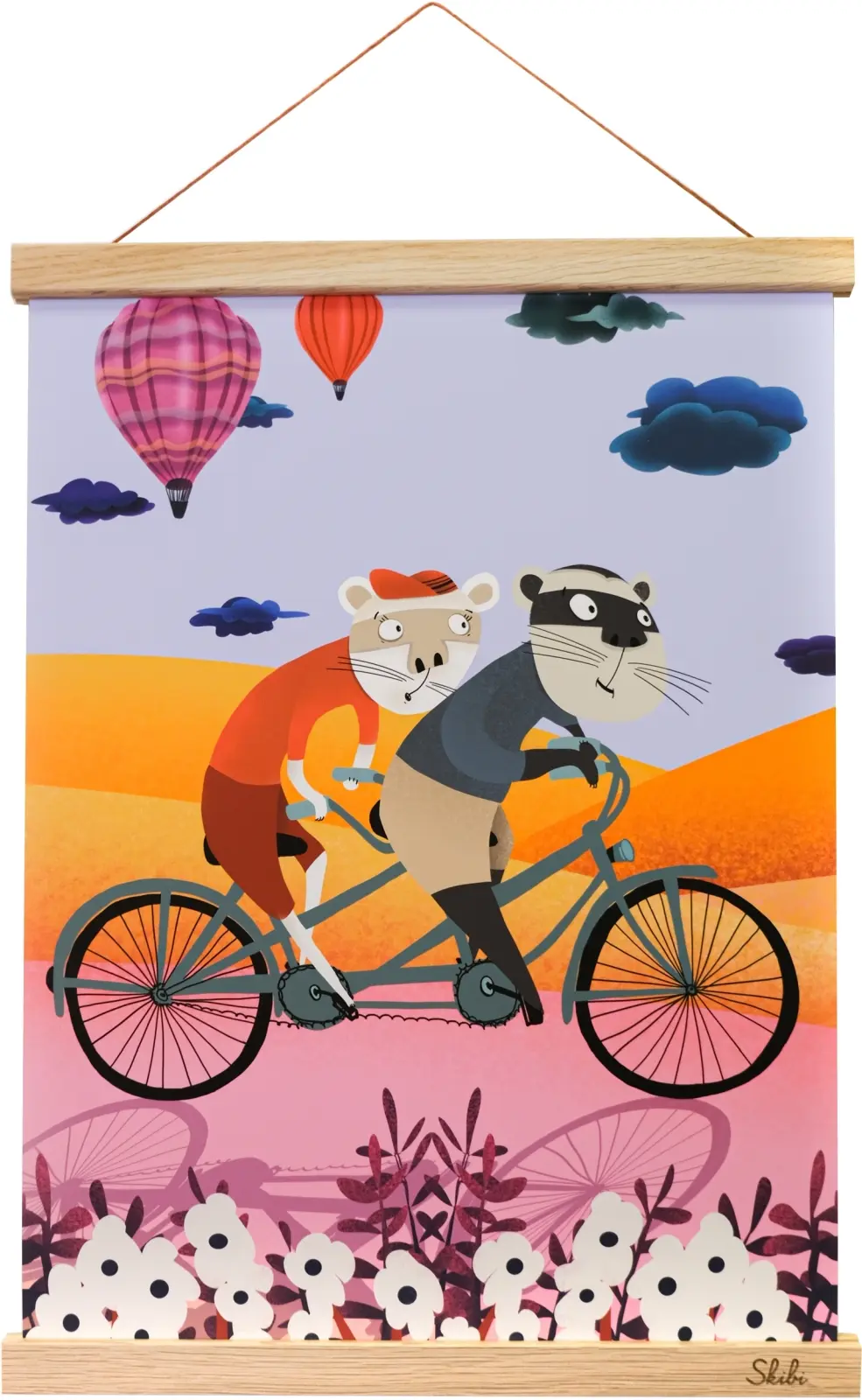 Art print plakát Skibi A3 - Ventilek a Dušička - dubová lišta uni