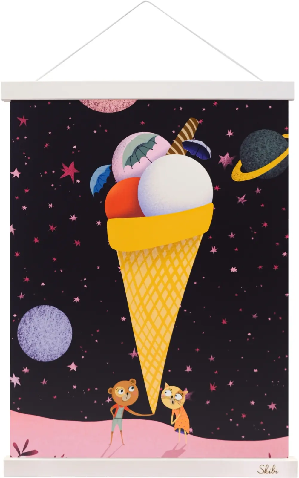 Art print plakát Skibi A3 - Vesmírná zmrzlina - bílá lišta uni