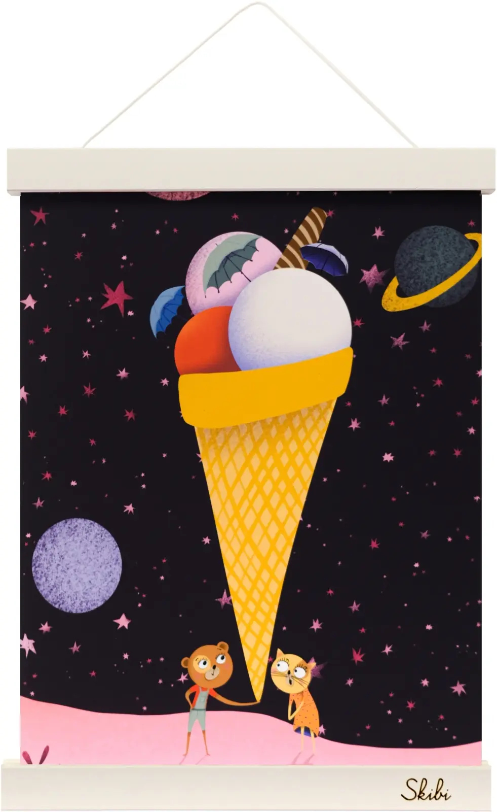 Art print plakát Skibi A4 - Vesmírná zmrzlina - bílá lišta uni