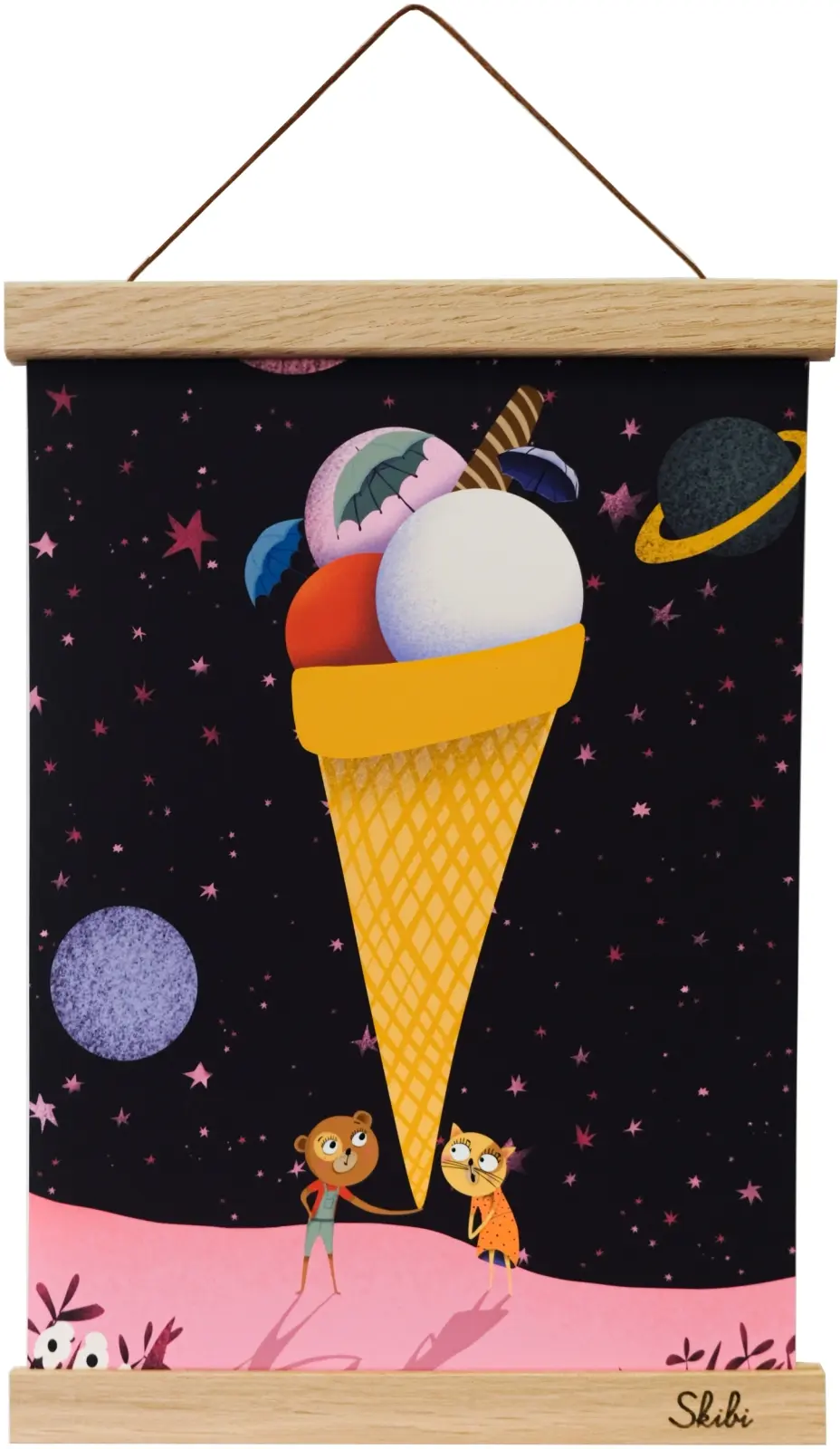 Art print plakát Skibi A4 - Vesmírná zmrzlina - dubová lišta uni