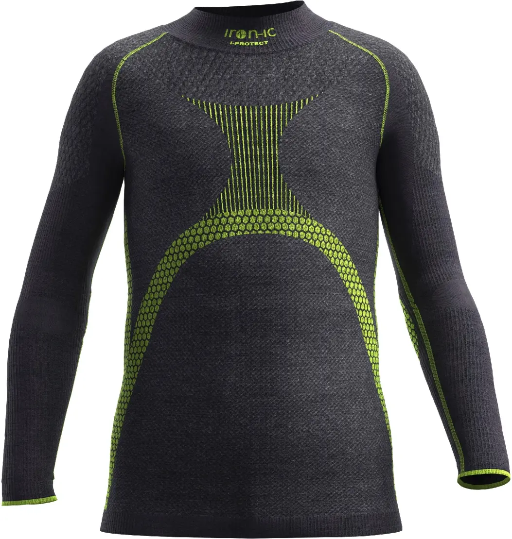 Dětské lyžařské triko proti prořezu hranami Iron-Ic I-Protect thermal Junior Shirt - Black/Green 122-146