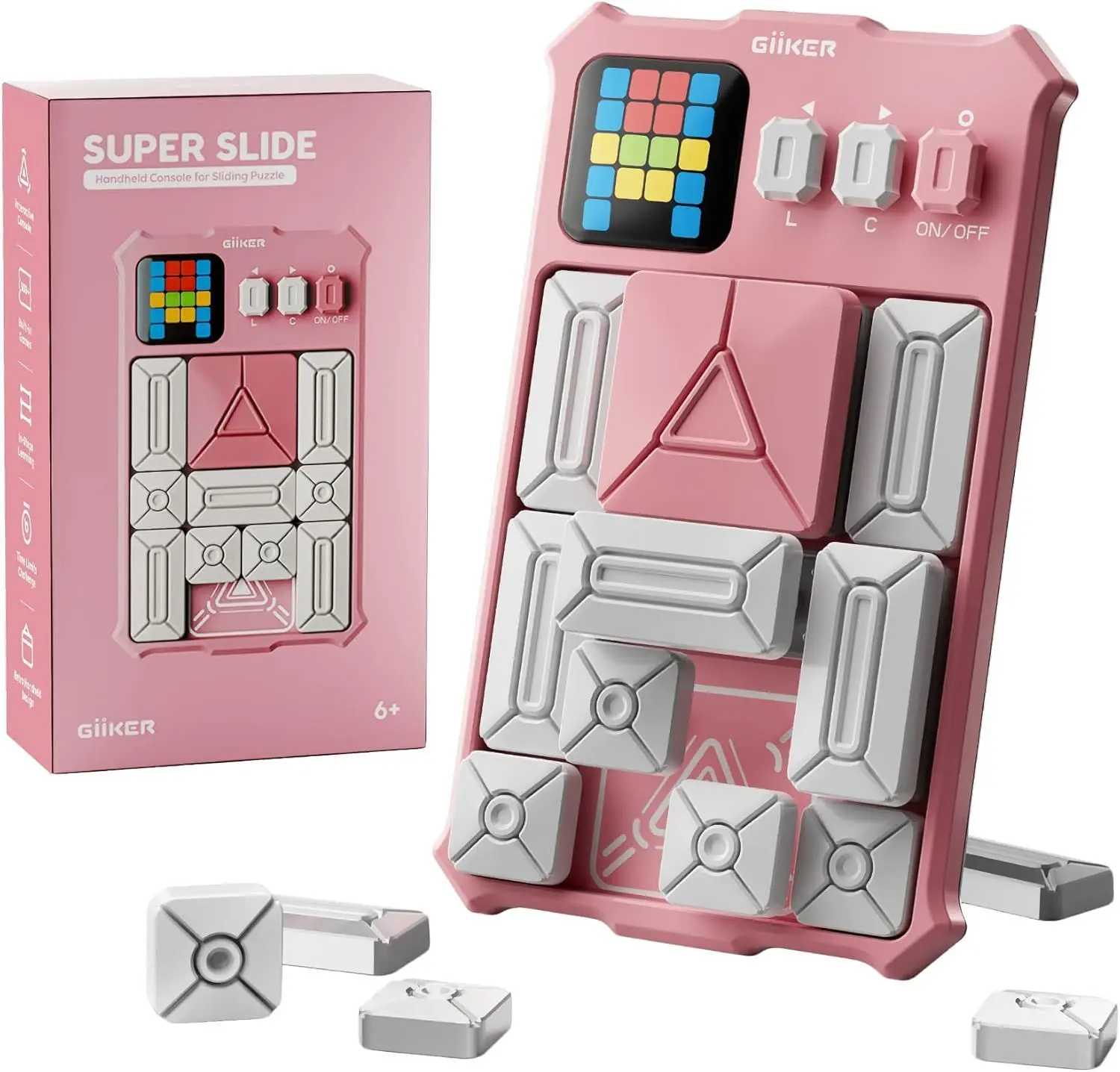 Logická elektronická hra Giiker - Super Slide Puzzle Game - Baby Pink uni