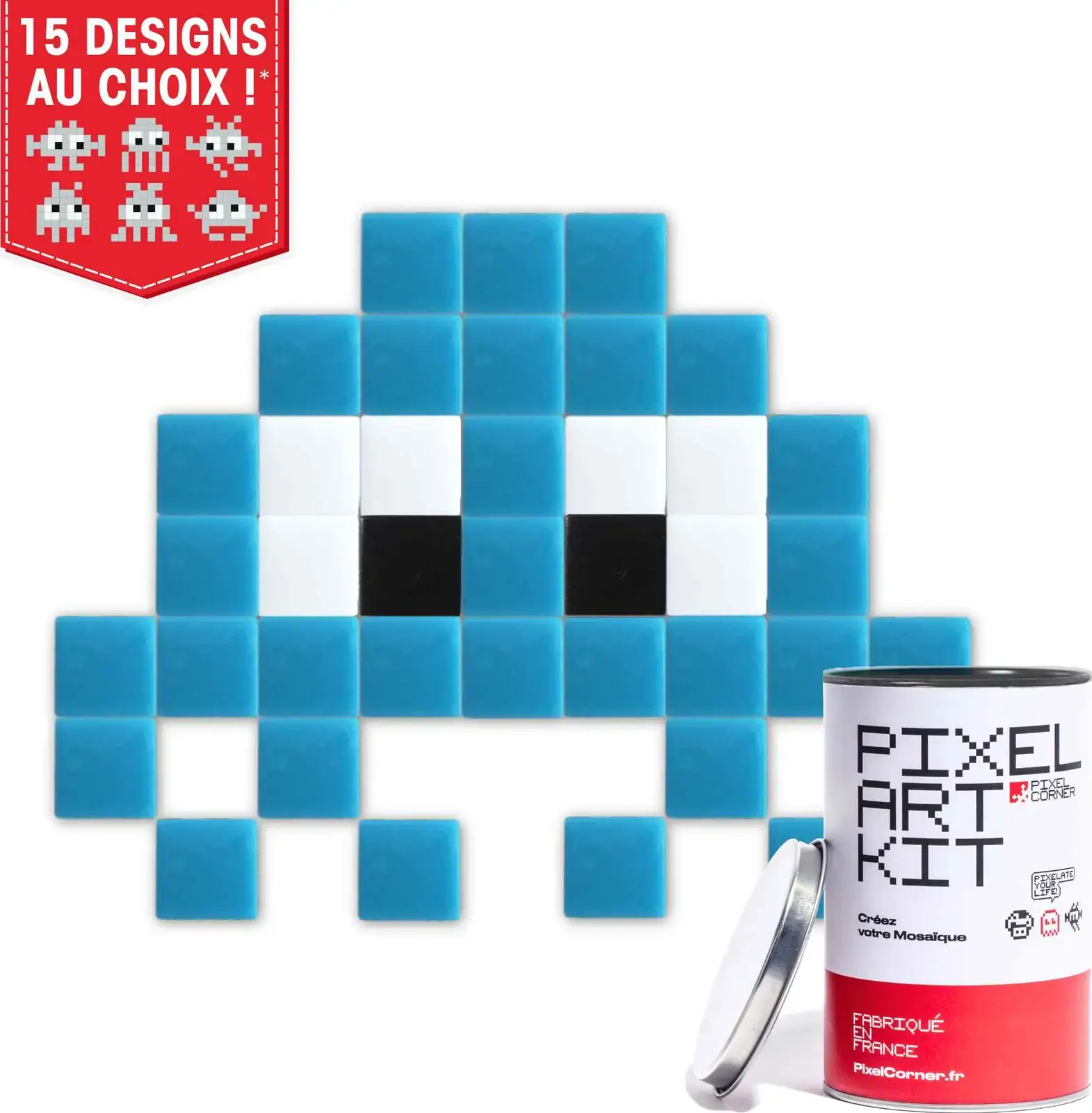 DIY street art mozaika Pixel Corner - Little Alien Light blue uni