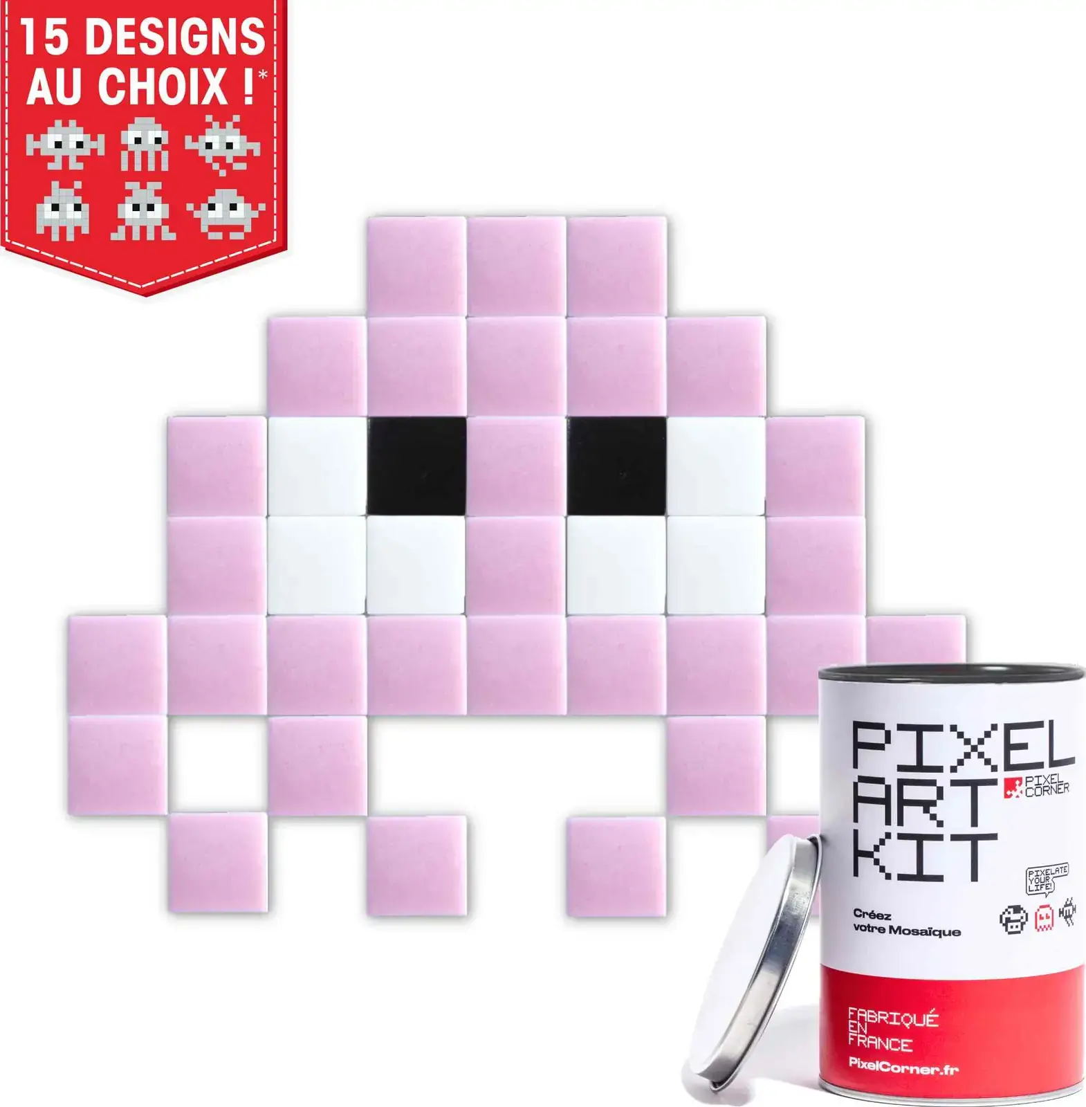 DIY street art mozaika Pixel Corner - Little Alien Pink uni