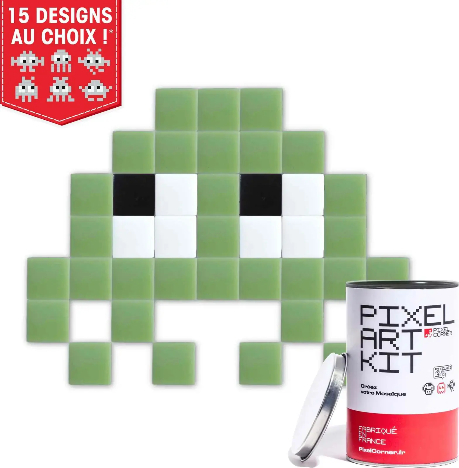 DIY street art mozaika Pixel Corner - Little Alien Light green uni
