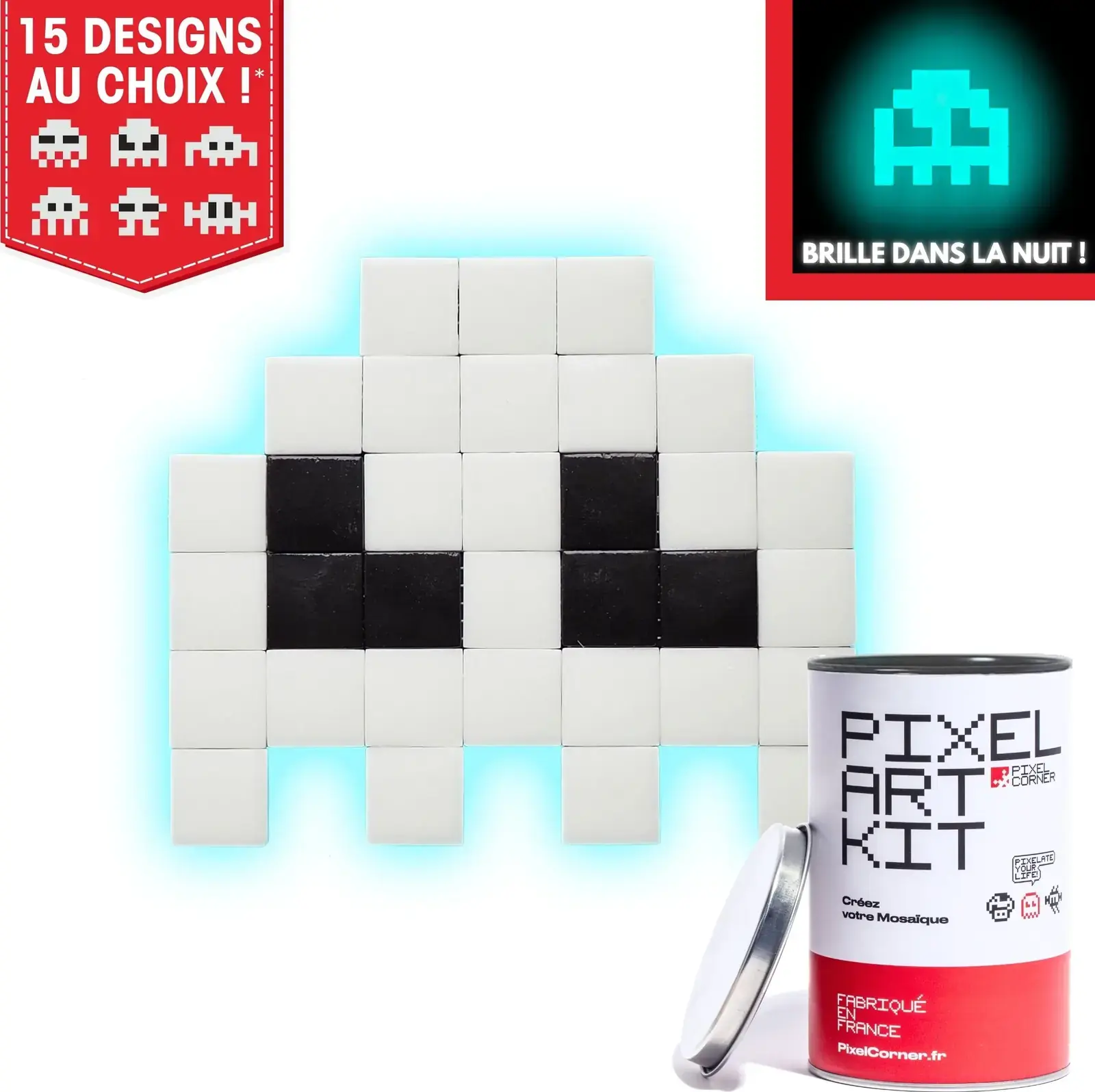 DIY street art mozaika Pixel Corner - Glow in the Dark uni