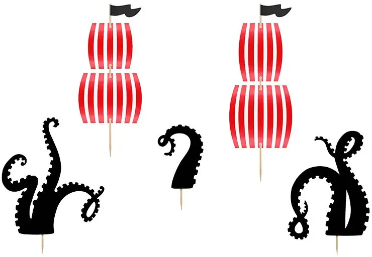 Dortové zápichy Pirátská párty – mix 13,5–21 cm