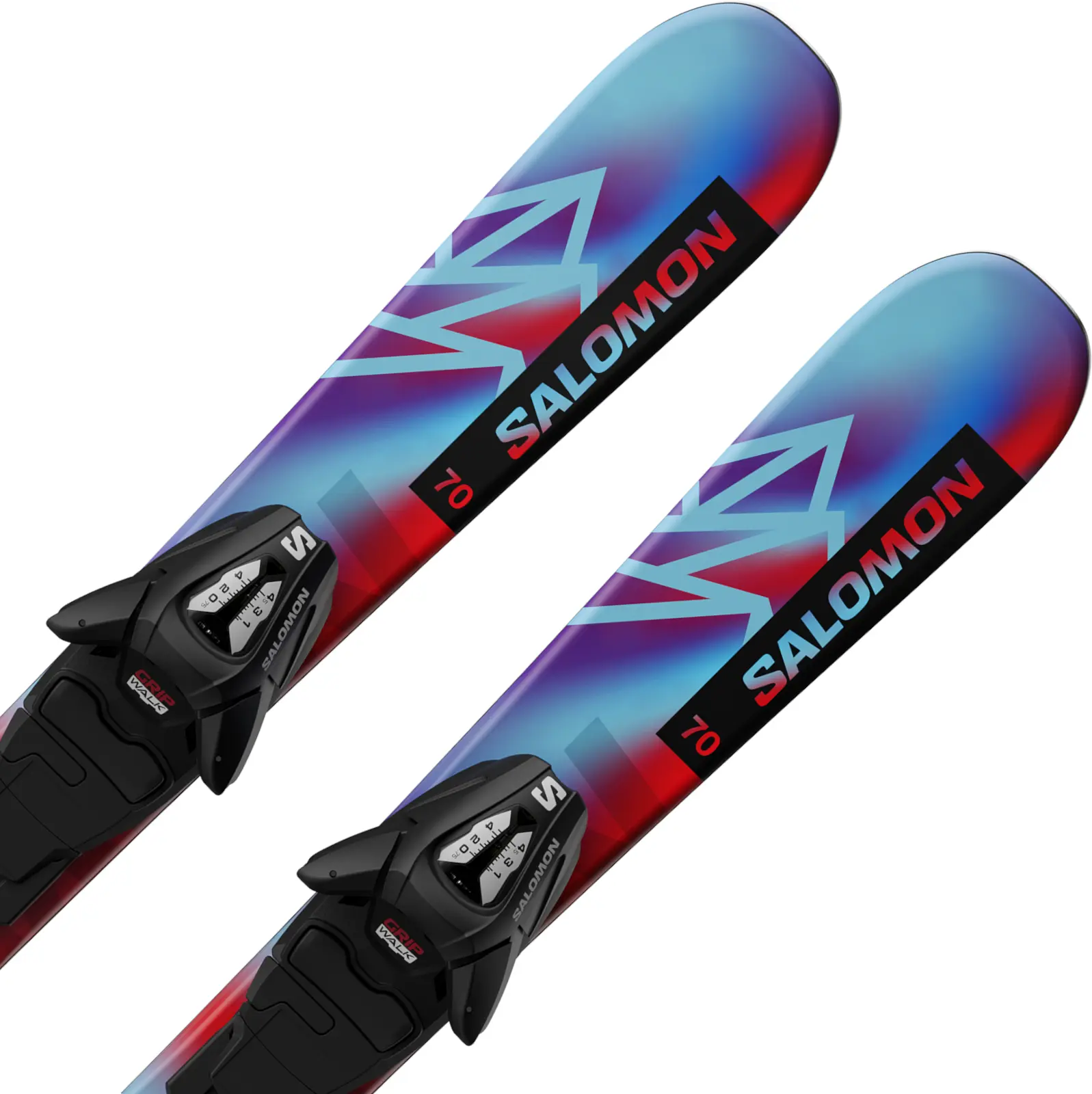 Dětské lyže Salomon QST Jr XS + vázání C5 GW J75 P - Pastel Neon Blue 3 / Poppy Red / Black 80