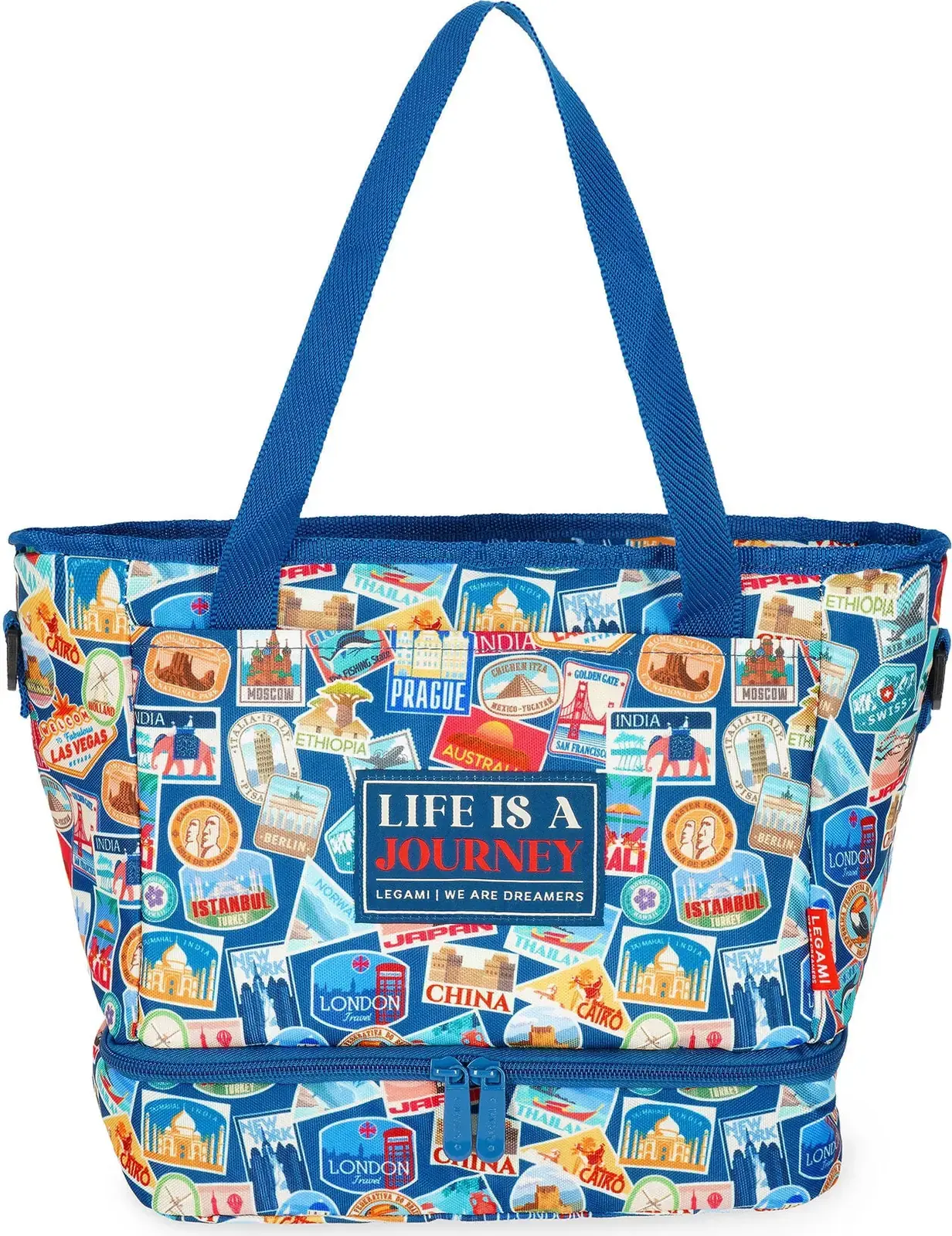Velká taška na svačinu Legami Lunch Bag 10,8 l - Travel Stickers uni