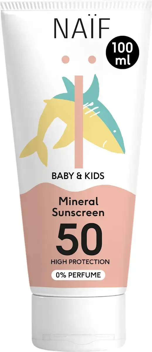 Ochranný krém na opalování Naif SPF 50 pro děti a miminka bez parfemace 100 ml